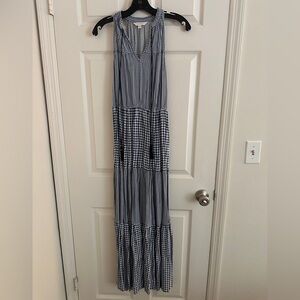 Navy and White Gingham Maxi Dress